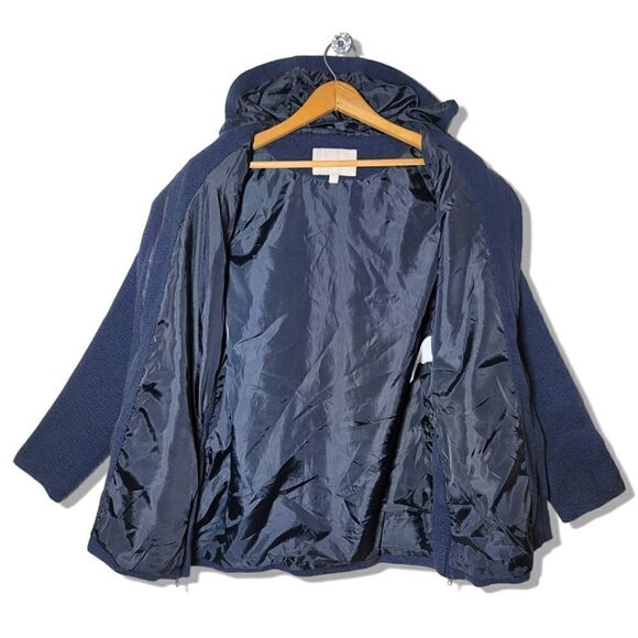 Banana Republic Textured Navy Hooded Zip Blazer Jacket - Picture 4 of 10